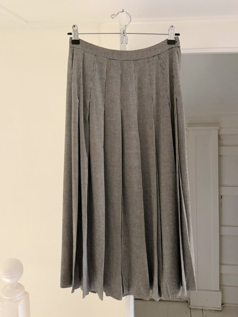 Christian Dior The Suit Vintage 80s Houndstooth Pleated Midi Skirt Size 6 - Picture 5 of 10